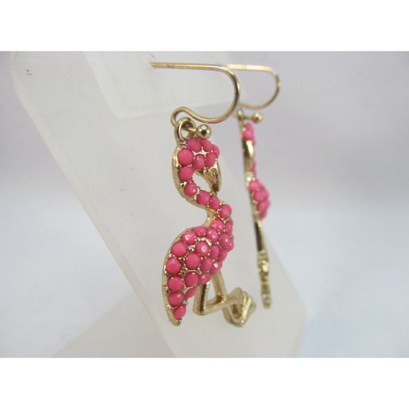 Pink Flamingo Beaded Pierced Earrings - Picture 2 of 11